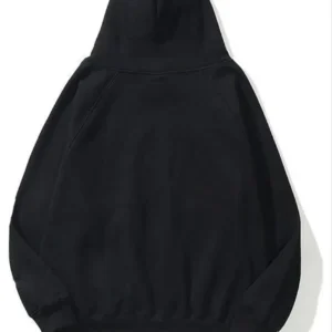 Kadın Kapüşonlu Kanguru Cepli 3 İplik Pamuklu Düz Hoodie Sweatshirt - Siyah