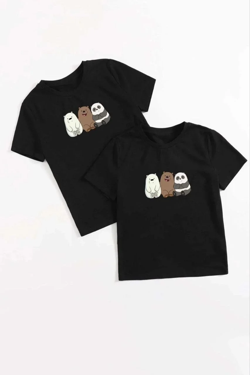 Çocuk Unisex Baskılı T-Shirt - Siyah - Görsel 2