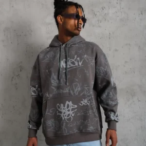 Erkek 3 İplik Pamuklu Kapüşonlu Kanguru Cepli Sweatshirt Hoodie -  Gri