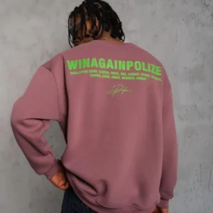 Erkek Bisiklet Yaka Baskılı 3 iplik pamuklu Sweatshirt - Gül Kurusu