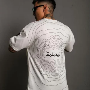 Erkek Kısa Kol Yazlık Tişört Bisiklet Yaka Baskılı Oversize T-Shirt - Beyaz