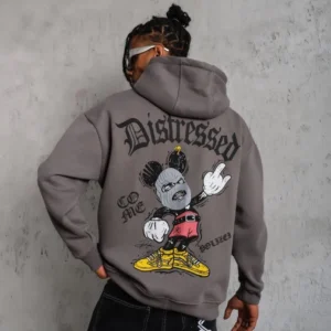 Erkek 3 İplik Pamuklu Kapüşonlu Kanguru Cepli Sweatshirt Hoodie -  Gri