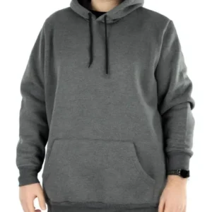 Erkek 3 İplik Pamuklu Kapüşonlu Cepli Oversize Hoodie Sweatshirt - Füme