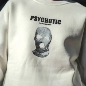 Erkek 3 iplik pamuklu Kışlık Bisiklet Yaka Baskılı SweatShirt - Beyaz