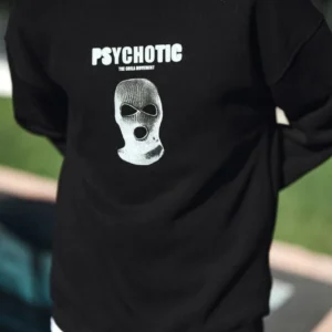 Erkek 3 iplik pamuklu Kışlık Bisiklet Yaka Baskılı SweatShirt - Siyah