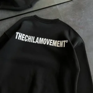 Kadın 3 iplik Kışlık pamuklu Bisiklet Yaka Oversize Baskılı SweatShirt - Siyah