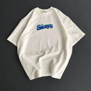 Erkek Ön ve Arka Baskılı T-Shirt Kısa Kol Bisiklet Yaka Regular Fit Tişört -  Beyaz
