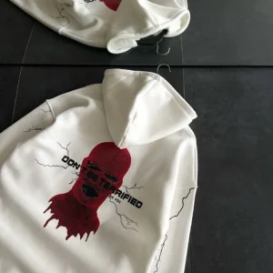 Kadın Kapüşonlu Kanguru Cepli Sweatshirt 3 İplik Pamuklu Baskılı Hoodie - Beyaz
