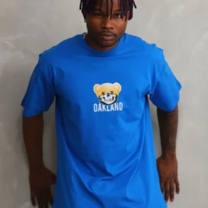 Erkek Baskılı T-Shirt Kısa Kol Bisiklet Yaka Rahat Kalıp Tişört - Mavi