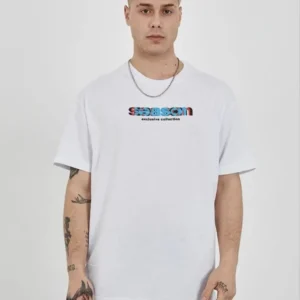 Erkek Kısa Kol Yazlık Tişört Bisiklet Yaka Baskılı Oversize T-Shirt - Beyaz