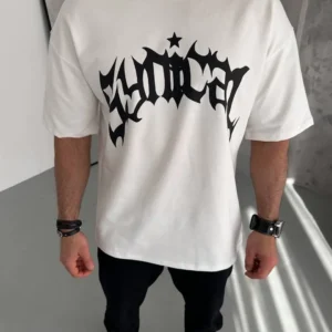ERKEK Tişört Bisiklet Yaka Baskılı Kısa kol T-Shirt - Beyaz