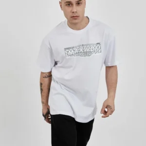 Erkek Kısa Kol Yazlık Tişört Bisiklet Yaka Baskılı Oversize T-Shirt - Beyaz