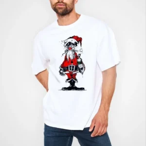 Erkek Kısa Kol Tişört Bisiklet Yaka Yeni Yıl Baskılı T-Shirt - Beyaz