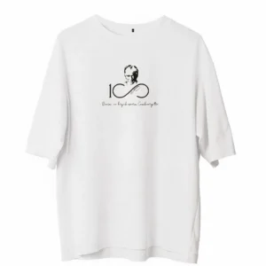 Erkek Baskılı T-Shirt Kısa Kol Bisiklet Yaka Regular Fit Rahat Kalıp Günlük Tişört - Beyaz