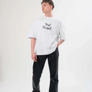 Erkek Bisiklet Yaka Baskılı Kısa kol T-Shirt - Beyaz