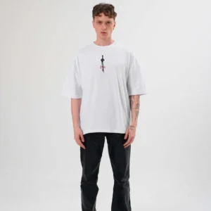 Erkek Baskılı T-Shirt Kısa Kol Bisiklet Yaka Regular Fit Rahat Kalıp Günlük Tişört - Beyaz