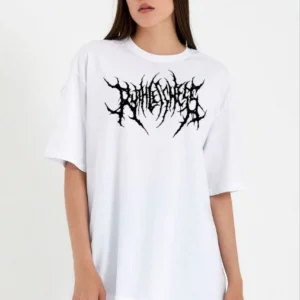 Kadın Baskılı T-Shirt Kısa Kol Bisiklet Yaka Oversize Rahat Kalıp Günlük Tişört   - Beyaz