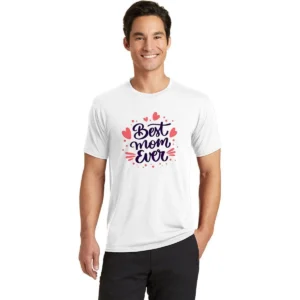 Erkek Kısa Kol Tişört Bisiklet Yaka Anneler Günü'ne Özel Baskılı T-Shirt - Beyaz