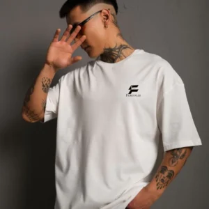Erkek Kısa Kol Yazlık Tişört Bisiklet Yaka Baskılı Oversize T-Shirt - Beyaz