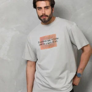 Erkek Baskılı T-Shirt Kısa Kol Bisiklet Yaka Regular Fit Rahat Kalıp Tişört -  Gri