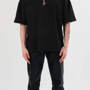 Erkek Baskılı T-Shirt Kısa Kol Bisiklet Yaka Regular Fit Rahat Kalıp Günlük Tişört - Siyah
