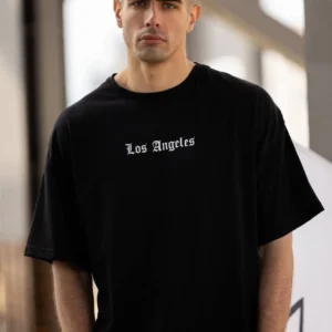 Erkek Kısa Kol Yazlık Tişört Bisiklet Yaka Baskılı Oversize T-Shirt - Siyah