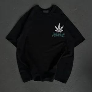 Kadın Baskılı T-Shirt Kısa Kol Bisiklet Yaka Oversize Rahat Kalıp Günlük Tişört   - Siyah