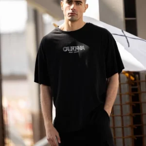 Erkek Baskılı T-Shirt Kısa Kol Bisiklet Yaka Regular Fit Rahat Kalıp Günlük Tişört - Siyah