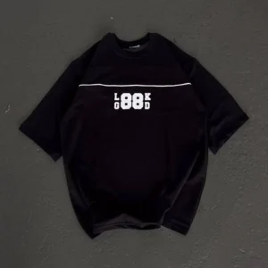 Kadın Baskılı T-Shirt Kısa Kol Bisiklet Yaka Oversize Rahat Kalıp Günlük Tişört   - Siyah