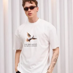 Erkek Kısa Kol Yazlık Tişört Bisiklet Yaka Baskılı Oversize T-Shirt - Siyah