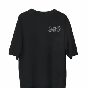Erkek Baskılı T-Shirt Kısa Kol Bisiklet Yaka Regular Fit Rahat Kalıp Günlük Tişört - Siyah