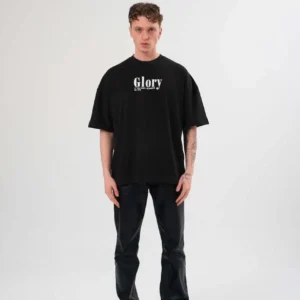Erkek Kısa Kol Yazlık Tişört Bisiklet Yaka Baskılı Oversize T-Shirt - Siyah