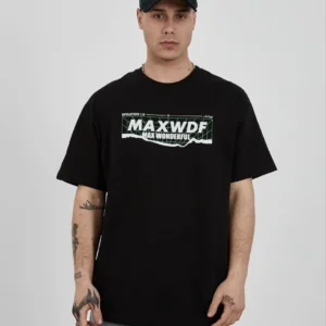 Erkek Kısa Kol Yazlık Tişört Bisiklet Yaka Baskılı Oversize T-Shirt - Siyah