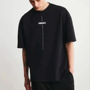 Erkek Kısa Kol Yazlık Tişört Bisiklet Yaka Baskılı Oversize T-Shirt - Siyah