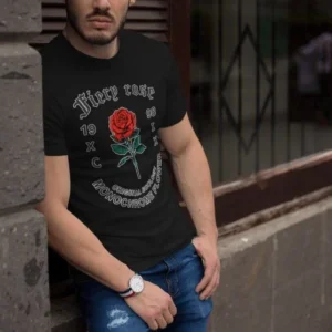 Erkek Tişort Bisiklet Yaka Baskılı Kısa kol T-Shirt - Siyah