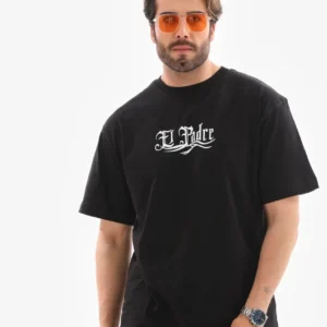 Erkek Kısa Kol Yazlık Tişört Bisiklet Yaka Baskılı Oversize T-Shirt - Siyah