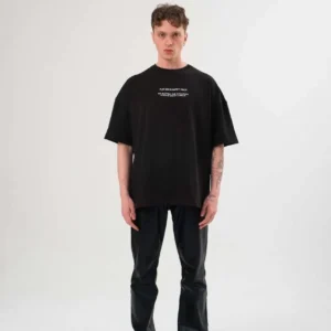 Erkek Kısa Kol Yazlık Tişört Bisiklet Yaka Baskılı Oversize T-Shirt - Siyah