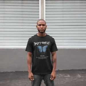 Erkek Kısa Kol Yazlık Tişört Bisiklet Yaka Baskılı Oversize T-Shirt - Siyah