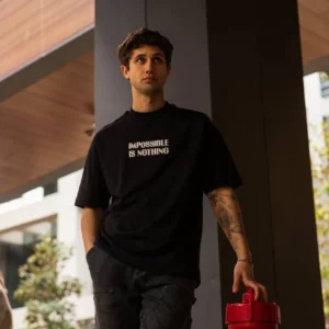 Erkek Kısa Kol Yazlık Tişört Bisiklet Yaka Baskılı Oversize T-Shirt - Siyah