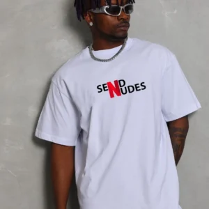 Erkek Kısa Kol Yazlık Tişört Bisiklet Yaka Baskılı Oversize T-Shirt - Beyaz