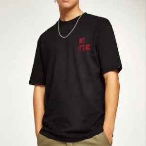 Erkek Baskılı T-Shirt Kısa Kol Bisiklet Yaka Regular Fit Rahat Kalıp Tişört - Siyah