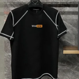 Erkek Tişört Karoyaka Dikişli Oversize T-Shirt - Siyah