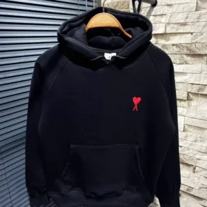 Kadın Oversize Kapüşonlu Cepli KALP Baskılı 3 İplik Pamuklu Hoodie Sweatshirt - Siyah