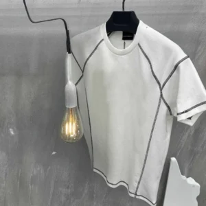 Erkek Tişört Karoyaka Dikişli Oversize T-Shirt - Beyaz