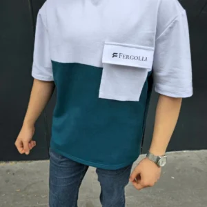 ERKEK Tişört Torba Cepli Parçalı Kısa Kol T-Shirt - Lacivert