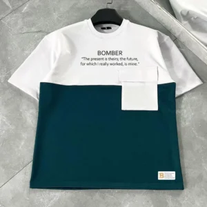 ERKEK Tişört Torba Cepli Parçalı Kısa Kol T-Shirt - Lacivert