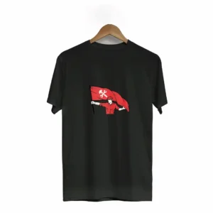 1 Mayıs Emekçilerimiz İçin Tişört Özel Tasarım Bayraklı Emekçi Baskılı T-shirt - Siyah