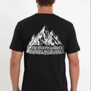 Erkek T-Shirt Nihilist Penguen Baskılı Bisiklet Yaka Kısa kol yazlık Tişört - Siyah