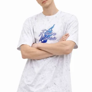 Erkek Asit Yıkamalı Oversize Tişört Bisiklet Yaka Kısa Kol T-shirt - Beyaz