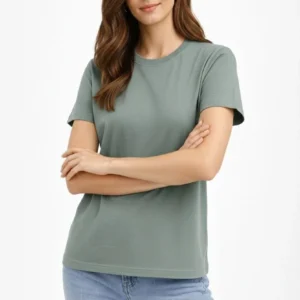Kadın Bisiklet Yaka Yazlık Kısa kol Düz Tişört Regular Kalıp T-shirt - Mint Yeşili
